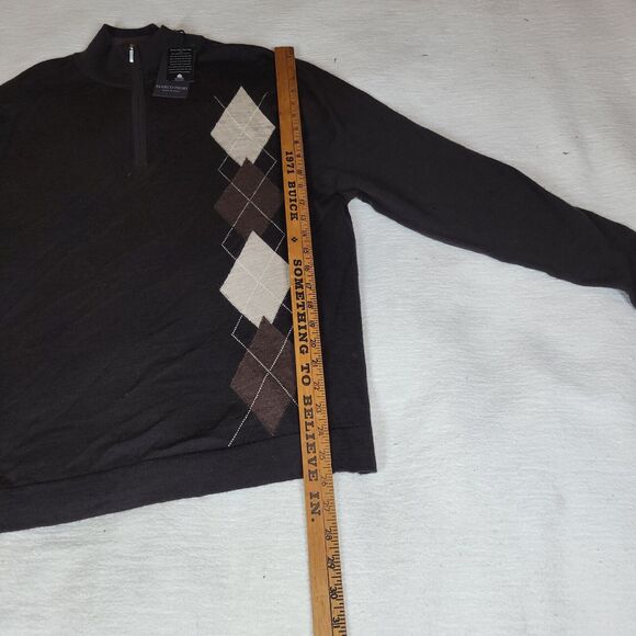 Marco Fiori Sweater Mens Size Medium 100% Brown Merino Wool V Neck Grandpa NWT - Picture 7 of 10